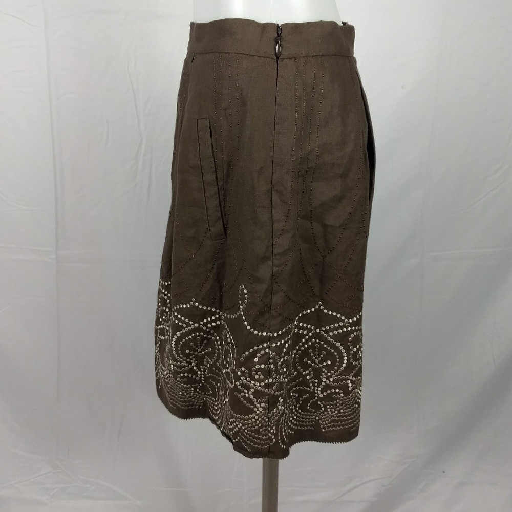 Elie Tahari Size 2 Brown Linen Skirt - Picture 7 of 7